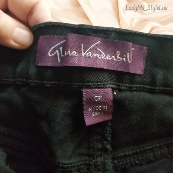 Gloria Vanderbilt "Amanda" Black Denim Stretch Jeans Like New 6P Petite - Picture 6 of 6